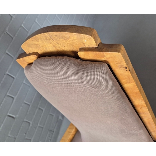 11 - PAIR OF 1920s ART DECO SWEDISH GRACE BIRCH ARMCHAIRS. Of slatted construction with grey upholstered ... 