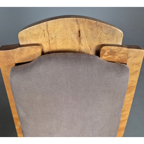 11 - PAIR OF 1920s ART DECO SWEDISH GRACE BIRCH ARMCHAIRS. Of slatted construction with grey upholstered ... 