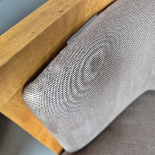 11 - PAIR OF 1920s ART DECO SWEDISH GRACE BIRCH ARMCHAIRS. Of slatted construction with grey upholstered ... 