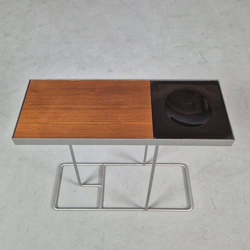 21 - 1990s ROBIN DAY SIDE TABLE FOR HABITAT WITH WOOD AND BLACK CERAMIC TOP. 45cm H x 48cm W x 18cm D.