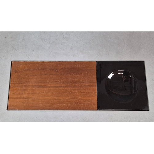 21 - 1990s ROBIN DAY SIDE TABLE FOR HABITAT WITH WOOD AND BLACK CERAMIC TOP. 45cm H x 48cm W x 18cm D.