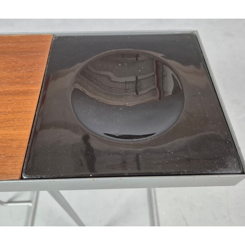 21 - 1990s ROBIN DAY SIDE TABLE FOR HABITAT WITH WOOD AND BLACK CERAMIC TOP. 45cm H x 48cm W x 18cm D.