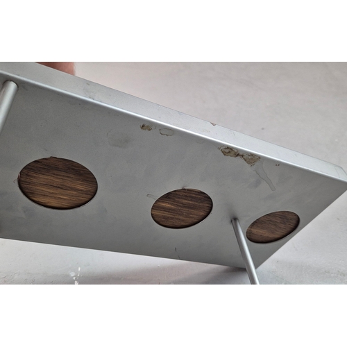 21 - 1990s ROBIN DAY SIDE TABLE FOR HABITAT WITH WOOD AND BLACK CERAMIC TOP. 45cm H x 48cm W x 18cm D.