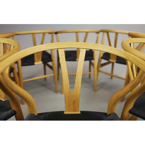 55 - CARL HANSEN & SON WISHBONE CHAIRS, A SET OF 8. by Hans J Wegner, 76cm H approx. (8).