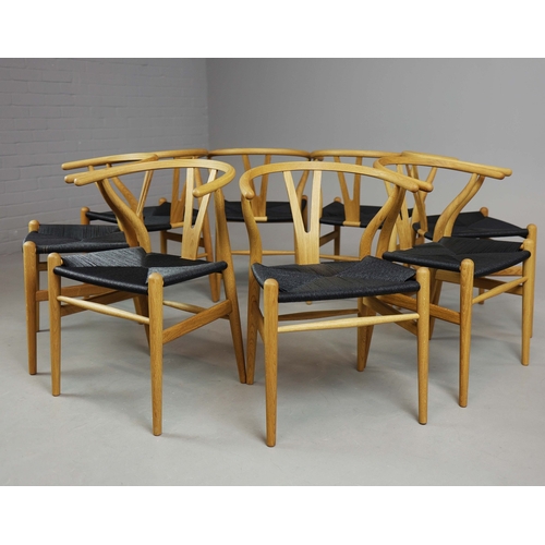 55 - CARL HANSEN & SON WISHBONE CHAIRS, A SET OF 8. by Hans J Wegner, 76cm H approx. (8).