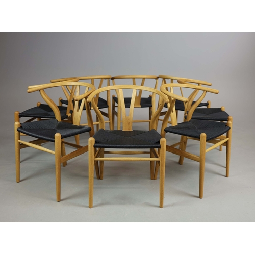 55 - CARL HANSEN & SON WISHBONE CHAIRS, A SET OF 8. by Hans J Wegner, 76cm H approx. (8).