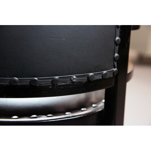 7 - EARLY 20th CENTURY FLEDERMAUS EBONISED ARMCHAIR BY JOSEF HOFFMANN FOR J&J KOHN. With a studded black... 