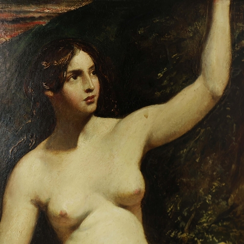 1 - WILLIAM ETTY R.A. (BRITISH 1787- 1849). SEATED FEMALE NUDE. oil on board, 71cm x 57cm, framed, Prove... 