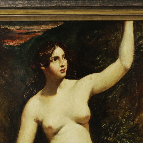 1 - WILLIAM ETTY R.A. (BRITISH 1787- 1849). SEATED FEMALE NUDE. oil on board, 71cm x 57cm, framed, Prove... 