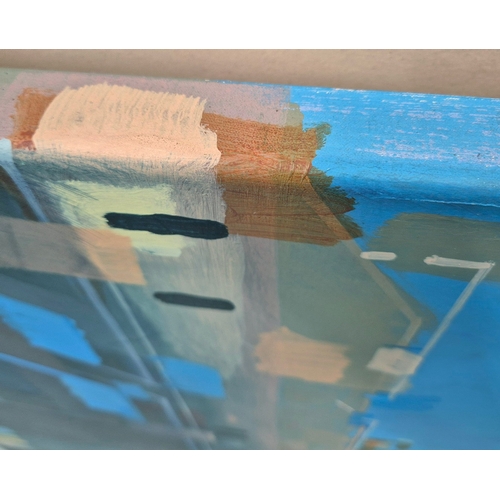 10 - CHRIS FARRELL (B. 1971). CITYSCAPE. oil on canvas, 90cm x 130cm.