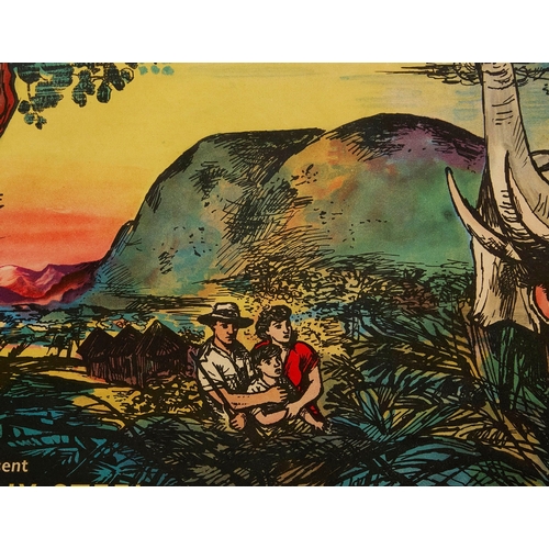 116 - AFTER JOHN MINTON (1917-1957). 'WHERE NO VULTURES FLY' ORIGINAL FILM POSTER. 77cm x 91cm, framed.