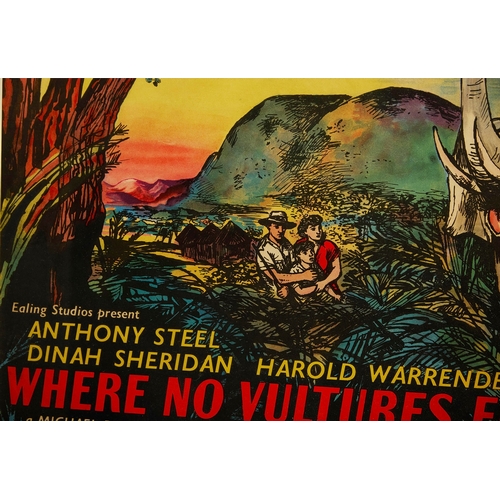 116 - AFTER JOHN MINTON (1917-1957). 'WHERE NO VULTURES FLY' ORIGINAL FILM POSTER. 77cm x 91cm, framed.