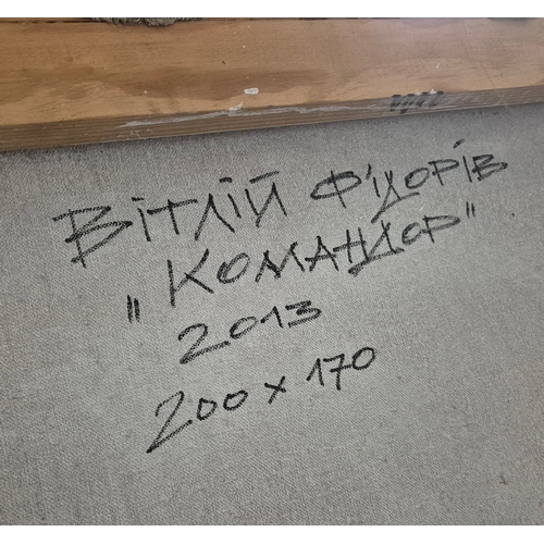 12 - VITALY FEDOROV. ABSTRACT. Oil on Canvas, 170cms x 200cms, signed and inscribed verso, Framed.