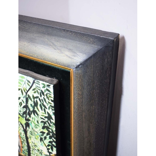 24 - PENELOPE FULLJAMES (BRITISH, B. 1949). ROLOWAY MONKEYS. (d) oil on canvas, four panels framed as one... 