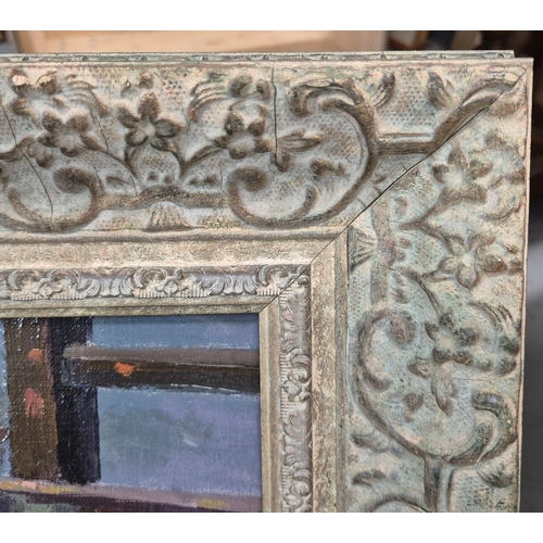 26 - SPANISH IMPRESSIONIST SCHOOL. STILL LIFE WITH APPLES AND VASES. oil on canvas, signed 'Vinyeta', 66c... 