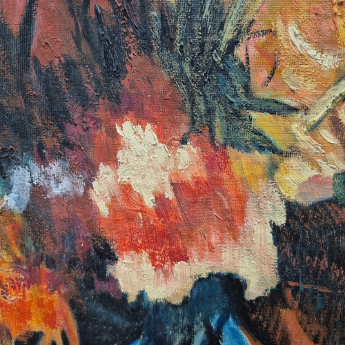 27 - SPANISH SCHOOL (21ST CENTURY). STILL LIFE WITH FLOWERS. signed by the artist, oil on canvas, 52cm x ... 