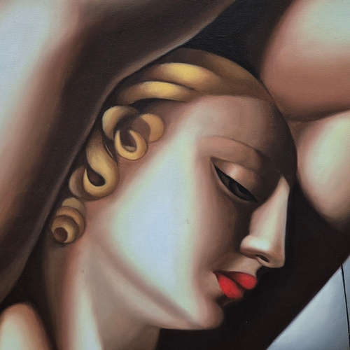 34 - AFTER TAMARA DE LEMPICKA (POLISH 1894-1980). BLUE HOUR, 1932. oil on canvas, 109cm x 78cm, framed.