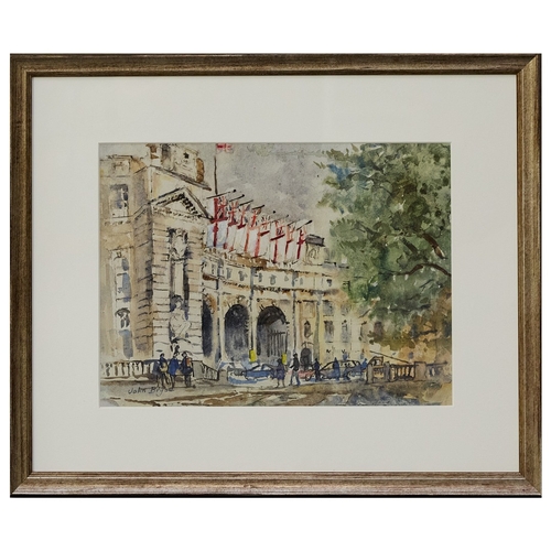 48 - JOHN BRYCE (19342022). STATE VISIT, ADMIRALTY ARCH. watercolour, 45cm x 54cm, framed.