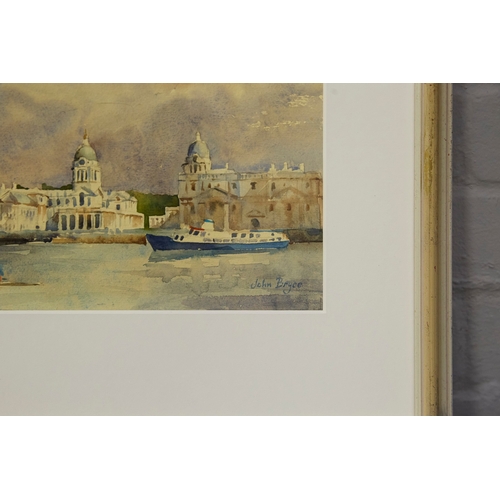 51 - JOHN BRYCE (19342022). GREENWICH. watercolour, 38cm x 45cm, framed.