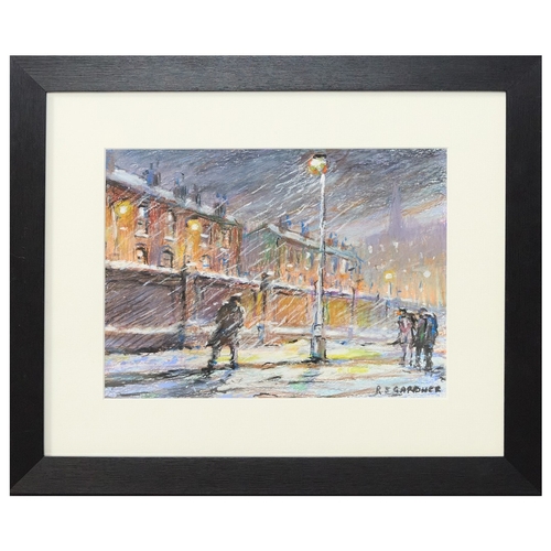 56 - REG GARDNER (BORN 1948). WINTER DAY. (d) oil on board, 36cm x 43cm, framed. (Subject to ARR  see Bu... 