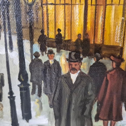 58 - STEVEN SCHOLES. MANCHESTER PICCADILLY STATION. oil on canvas, 75cm x 105cm, framed.