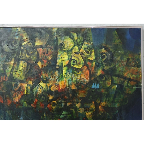 61 - ROGER SAN MIGUEL (B. PHILIPPINES, 1940). Fish. Oil on Canvas, 76cms x 76cms, signed, Framed.