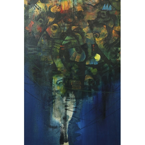 61 - ROGER SAN MIGUEL (B. PHILIPPINES, 1940). Fish. Oil on Canvas, 76cms x 76cms, signed, Framed.