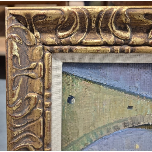 74 - CONTINENTAL SCHOOL. LANDCAPE WITH BRIDGE (POSSIBLY AVIGNON). signed KPS, oil on canvas, 38cm x 48cm,... 