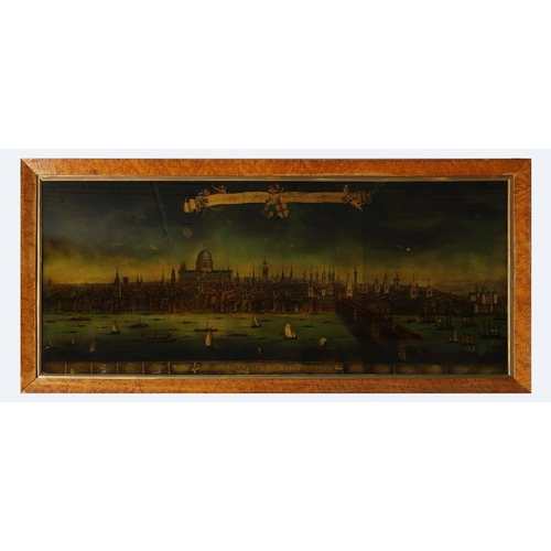 77 - A PROSPECT OF THE CITY OF LONDON. a 19th century Crystoleum depicting 18th century London overlookin... 