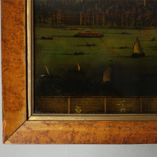 77 - A PROSPECT OF THE CITY OF LONDON. a 19th century Crystoleum depicting 18th century London overlookin... 