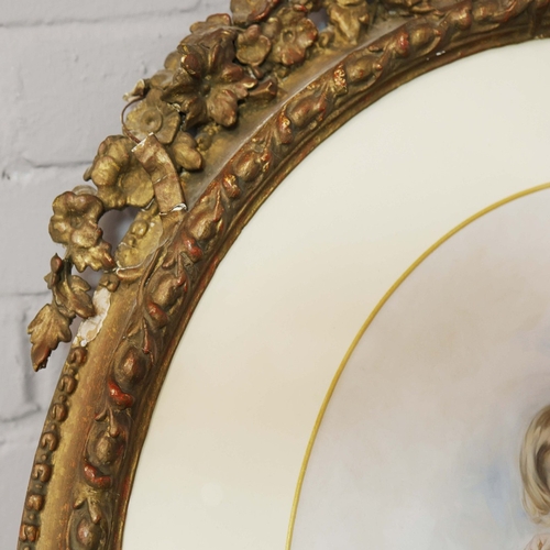 80 - 19TH CENTURY BRITISH SCHOOL. YOUNG SISTERS. oil, 90cm x 67cm, oval framed.