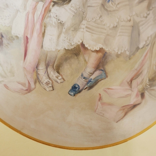 80 - 19TH CENTURY BRITISH SCHOOL. YOUNG SISTERS. oil, 90cm x 67cm, oval framed.