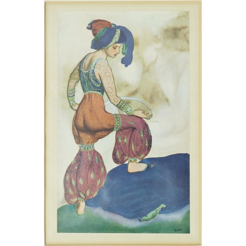 91 - LEON BAKST (RUSSIAN/FRENCH 1866-1924). COSTUME DESIGNS (3). a set of three coloured engravings, larg... 