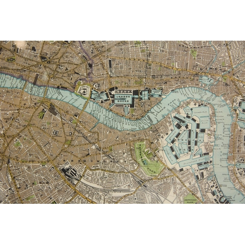 98 - LARGE CIRCULAR MAP OF LONDON. 120cm diam, framed.