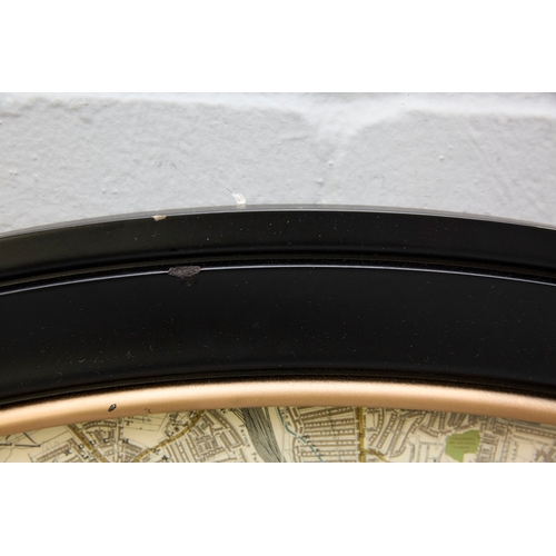 98 - LARGE CIRCULAR MAP OF LONDON. 120cm diam, framed.