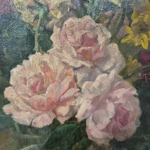 103 - MARCUS ARTHUR BOSS (BRITISH 1891-). STILL LIFE WITH VASE AND FLOWERS. oil on canvas, 90cm x 77cm, fr... 