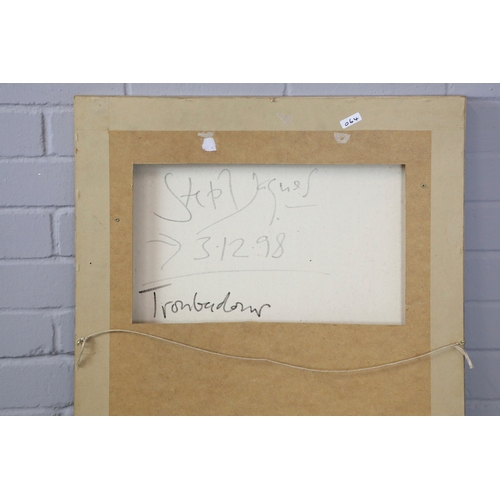 12 - STEPHEN JAQUES (20TH CENTURY BRITISH). TROUBADOUR. oil on canvas, signed, titled and dated verso, 96... 