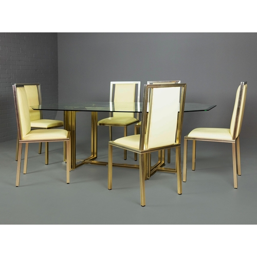 694 - PIERRE VANDEL DINING SET. (7). vintage 1970s French, including 6 chairs, 101cm H approx., and a tabl... 