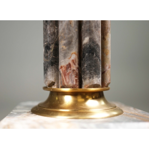 717 - PAIR OF FAUX MARBLE COLUMN PEDESTALS. 103cm H x 28cm W.