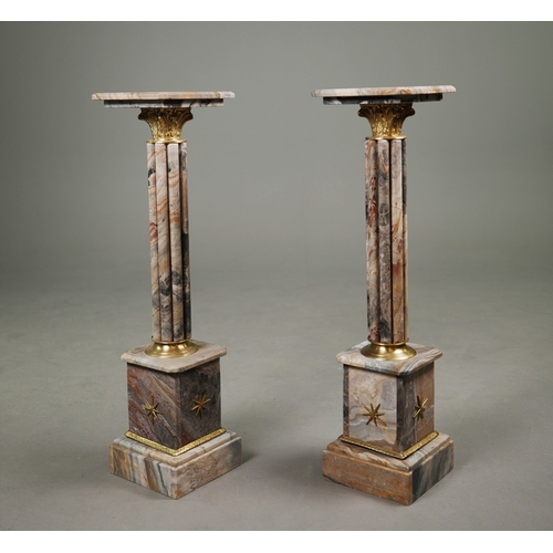 717 - PAIR OF FAUX MARBLE COLUMN PEDESTALS. 103cm H x 28cm W.
