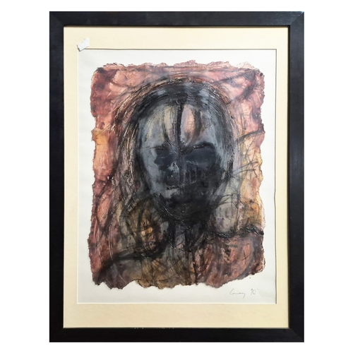 72 - 20TH CENTURY SCHOOL. HEAD STUDY. mixed media, indistinctly signed and dated 90, 83cm x 59cm, framed.