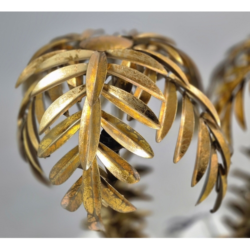 726 - PAIR OF GILT METAL PALM TREE TABLE LAMPS. 73cm H x 42cm W.