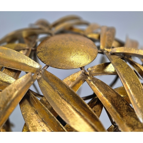 726 - PAIR OF GILT METAL PALM TREE TABLE LAMPS. 73cm H x 42cm W.