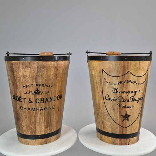 732 - PAIR OF WOODEN CHAMPAGNE BUCKETS. 42cm H x 31cm W.