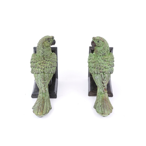 735 - PAIR OF PARROT BOOKENDS. 23cm H x 25cm W x 10cm D.