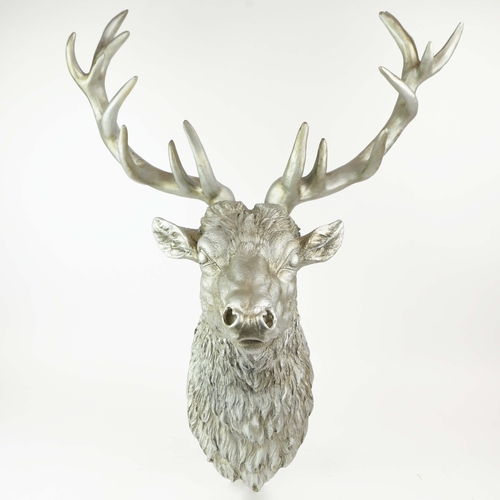 737 - STAG HEAD WALL HANGING. Silvered finish resin
55cm H x 40cm W approx.