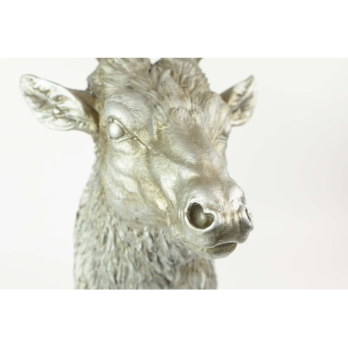 737 - STAG HEAD WALL HANGING. Silvered finish resin
55cm H x 40cm W approx.
