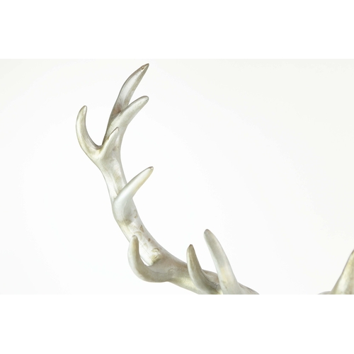 737 - STAG HEAD WALL HANGING. Silvered finish resin
55cm H x 40cm W approx.