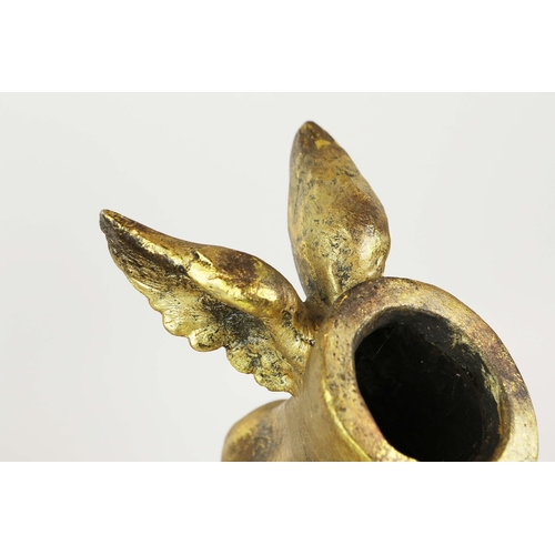 738 - PAIR OF GILT WINGED FEET PLANTERS. In resin
35cm H x 17cm W x 24cm D.