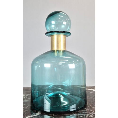 740 - PAIR OF TURQUOISE GLASS CHEMIST BOTTLES. 36cm H x 25cm W.